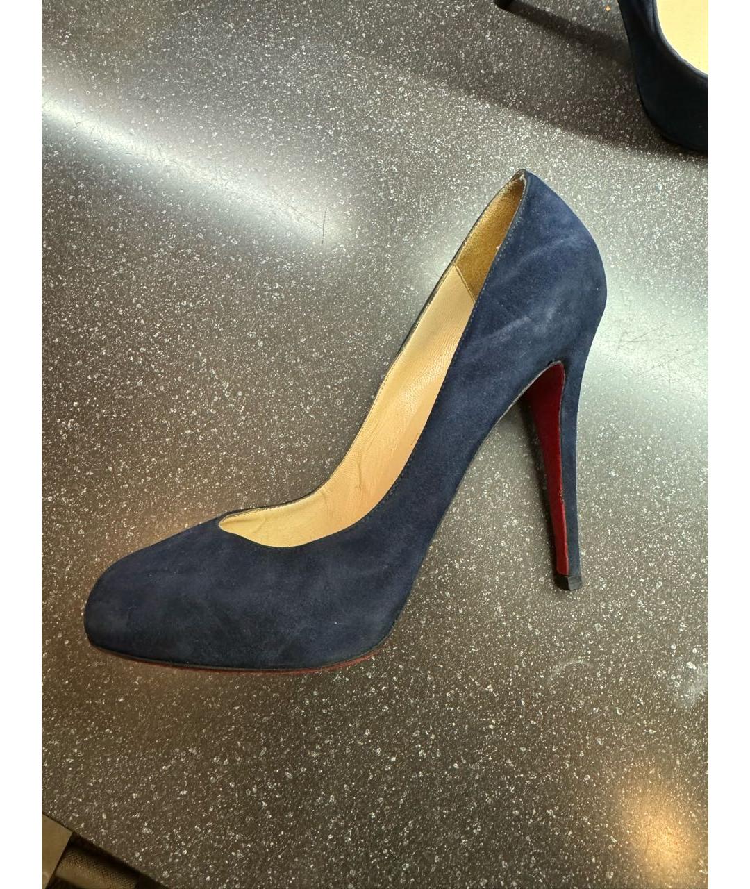 CHRISTIAN LOUBOUTIN Синие замшевые туфли, фото 4