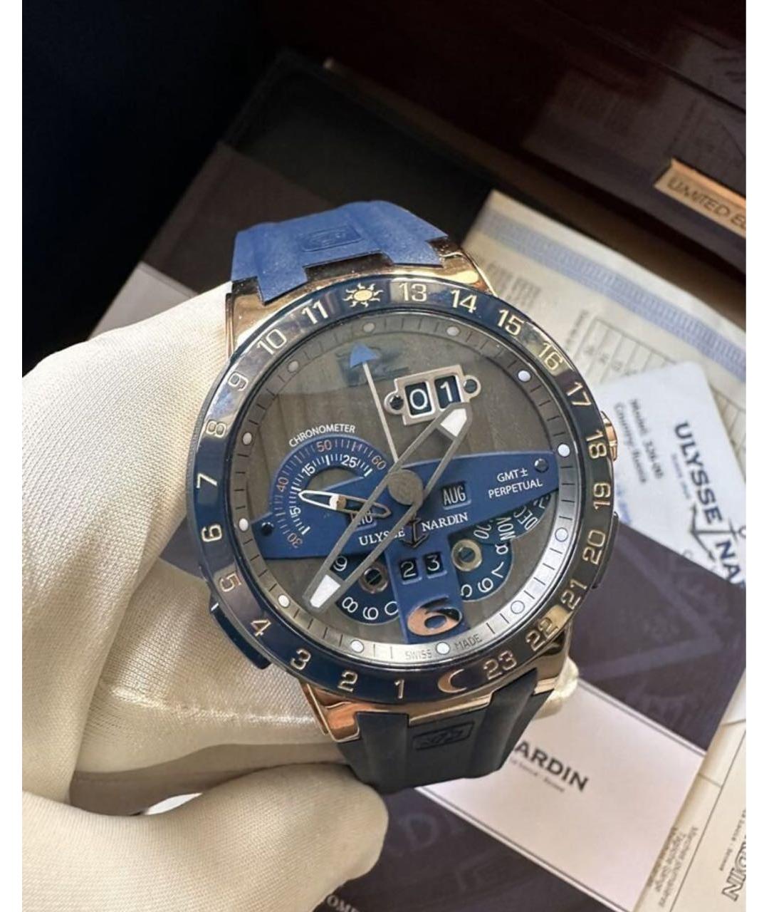 Ulysse Nardin Синие часы из розового золота, фото 9