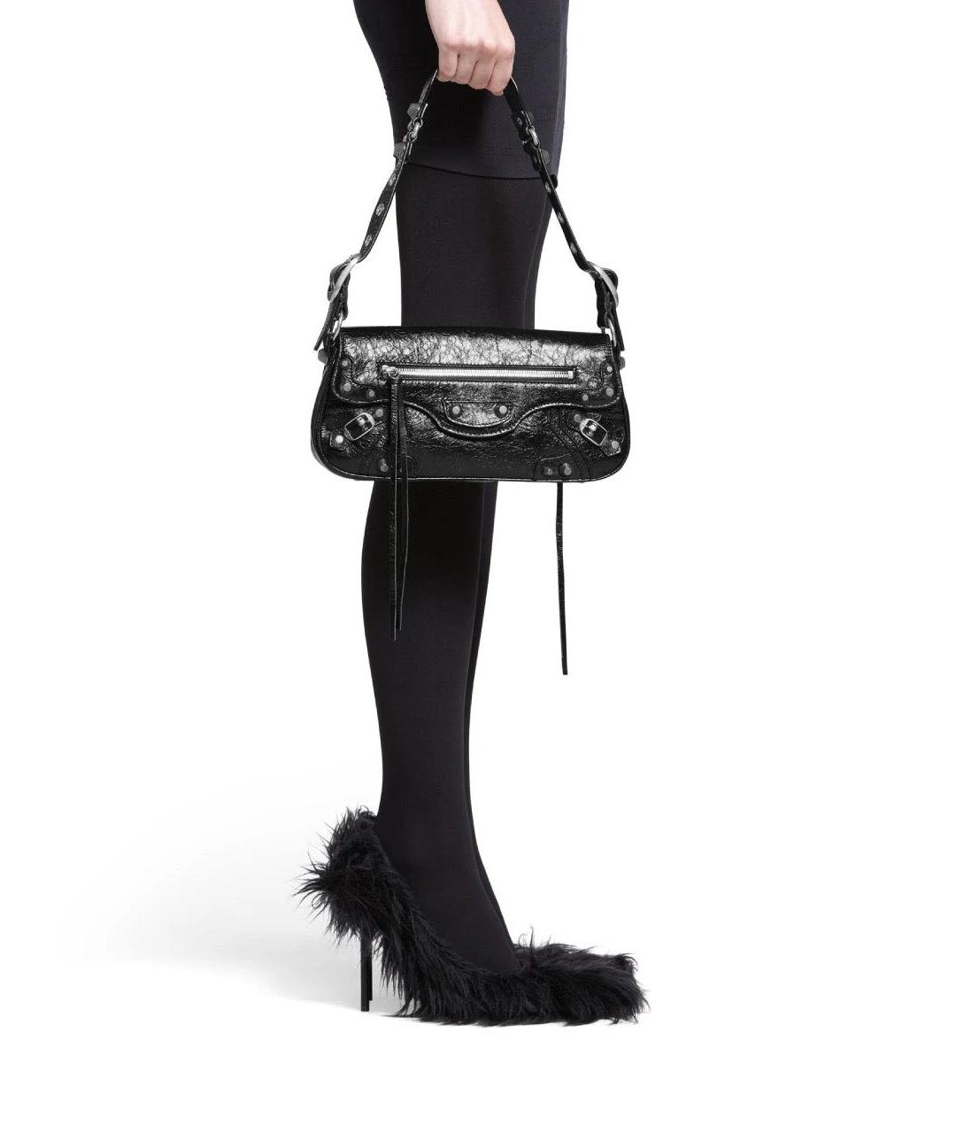 BALENCIAGA Черная кожаная сумка через плечо, фото 6