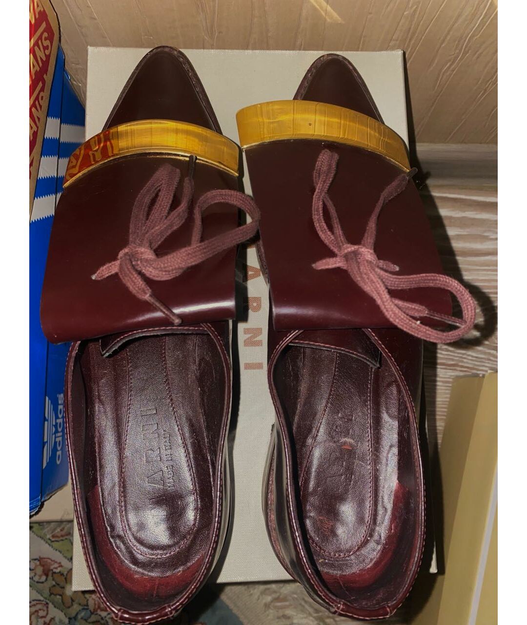 MARNI Бордовые кожаные ботинки, фото 3