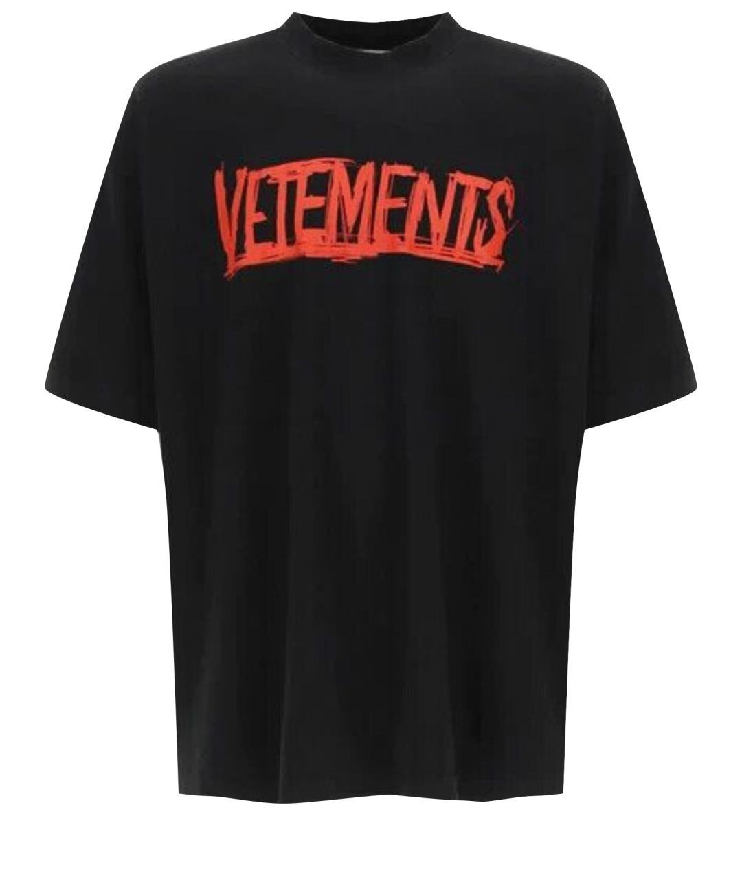 VETEMENTS Черная хлопко-эластановая футболка, фото 1