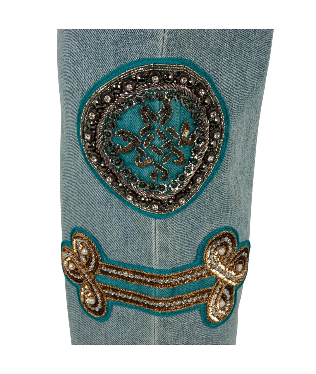 MR & MRS ITALY Голубые хлопковые прямые джинсы, фото 4