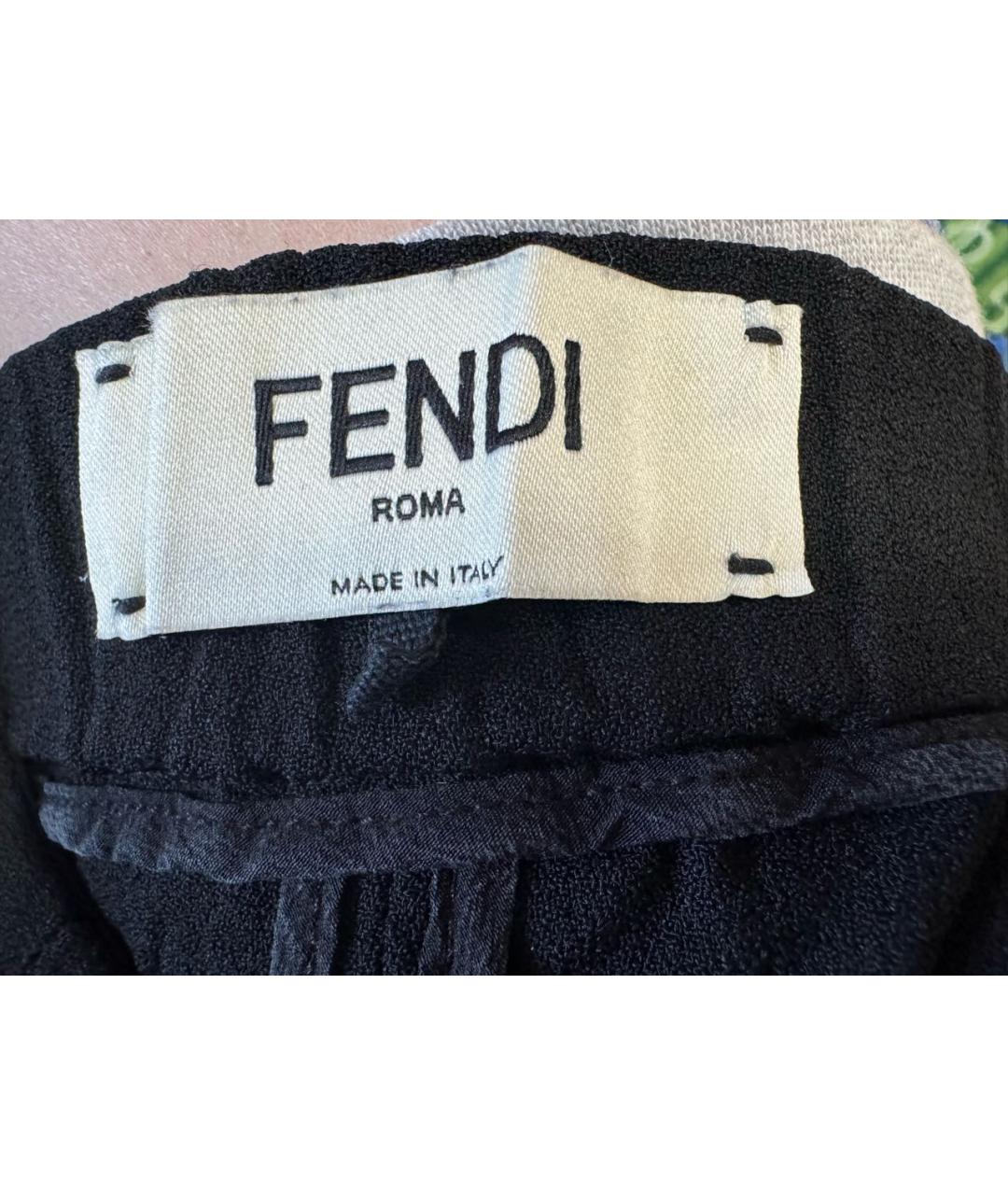 FENDI Антрацитовые атласные брюки узкие, фото 2