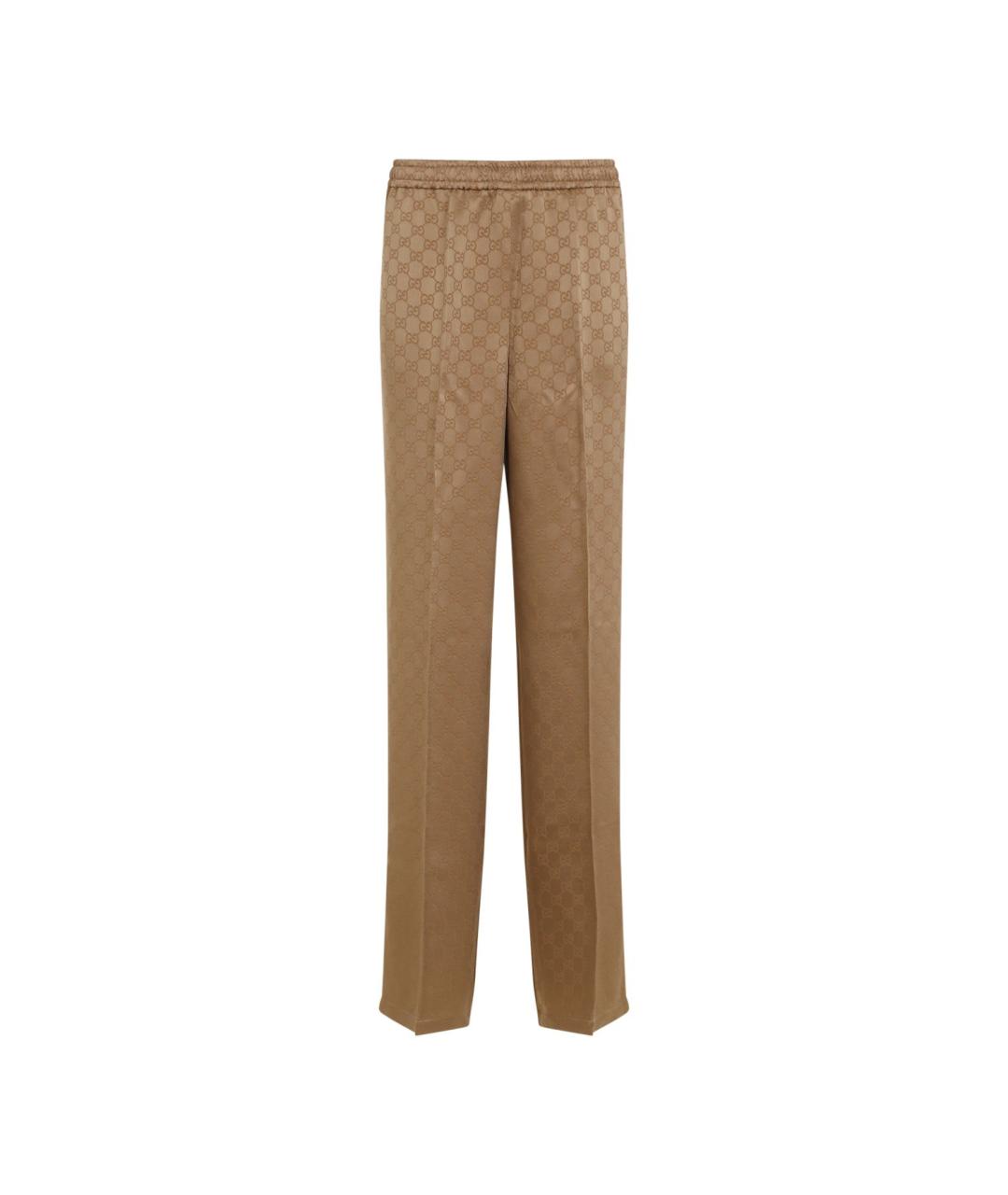 GUCCI Бежевые вискозные прямые брюки, фото 1