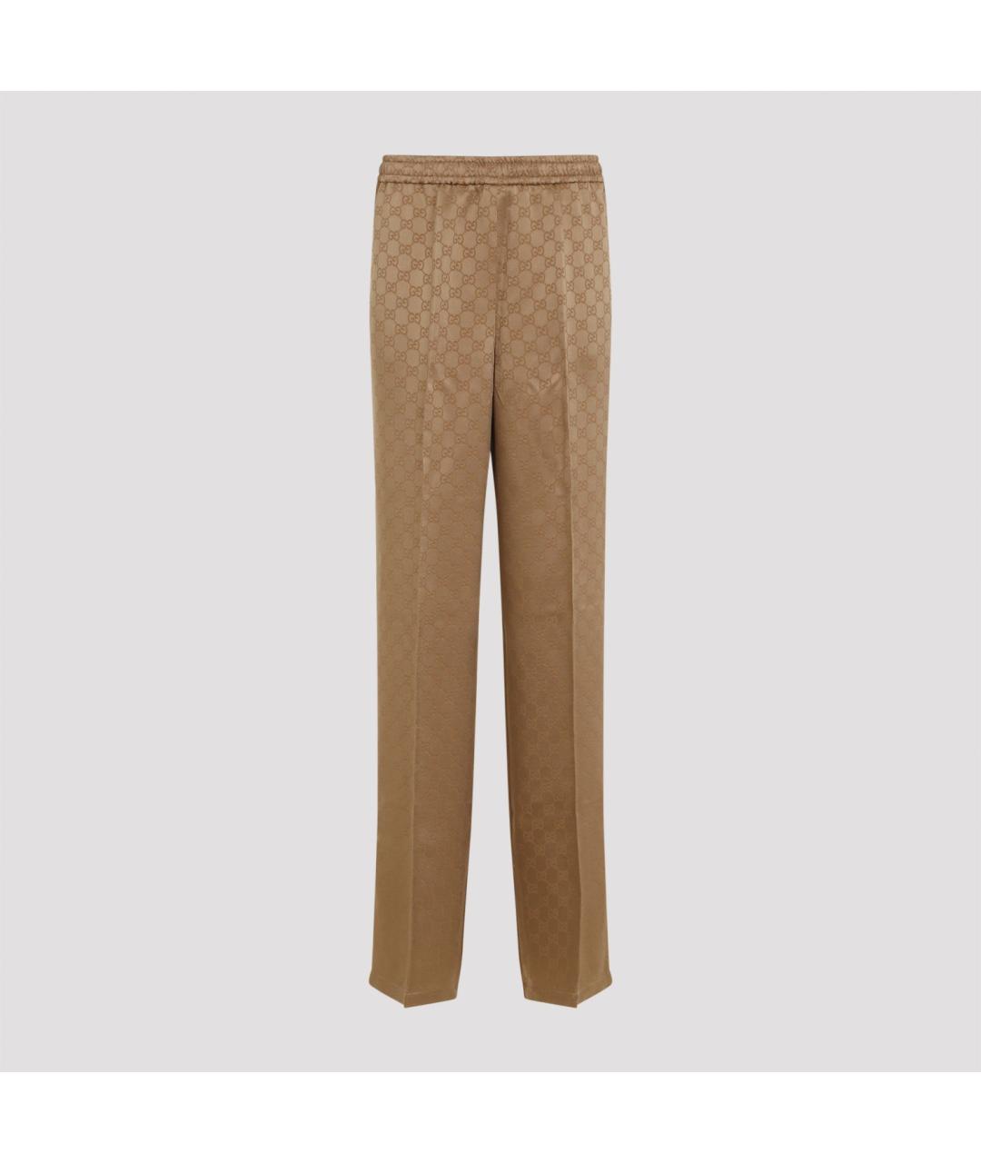 GUCCI Бежевые вискозные прямые брюки, фото 2
