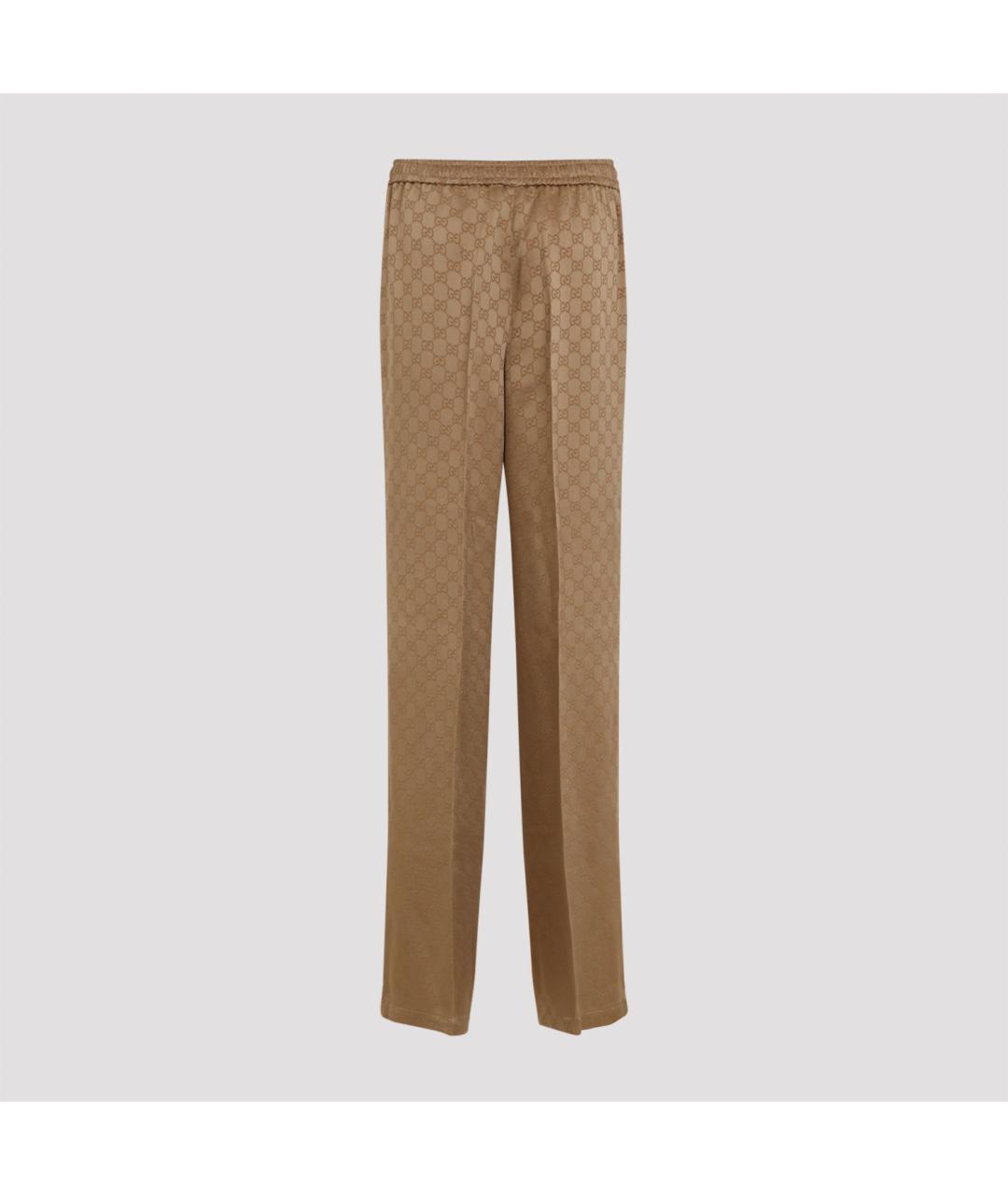 GUCCI Бежевые вискозные прямые брюки, фото 3
