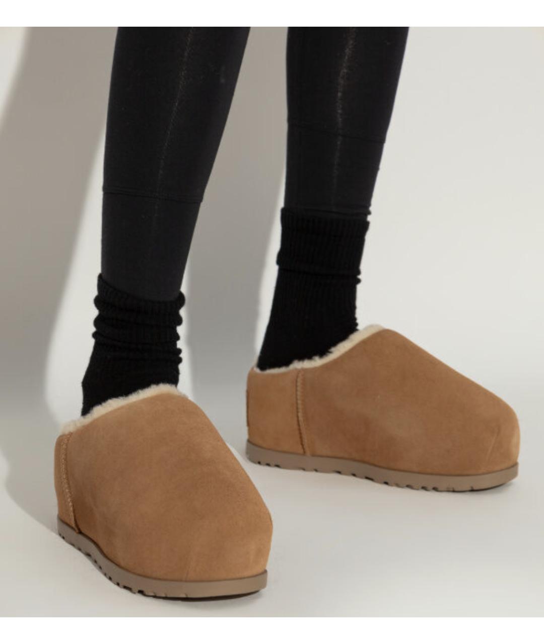 UGG AUSTRALIA Бежевые замшевые сабо, фото 6