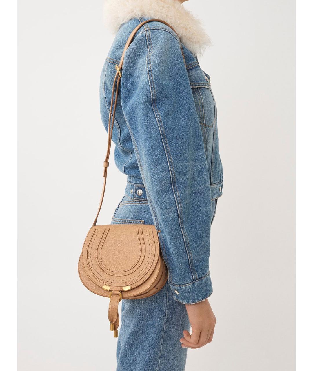 CHLOE Бежевая кожаная сумка через плечо, фото 2