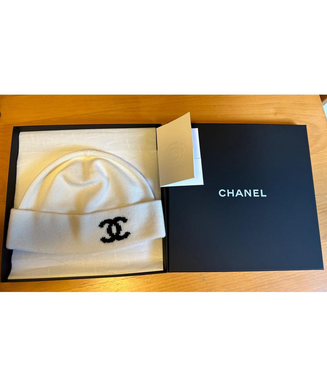 CHANEL Белая кашемировая шапка, фото 5