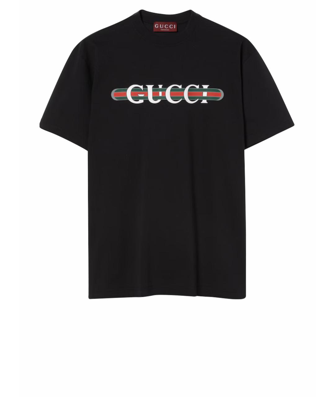 GUCCI Черная хлопковая футболка, фото 1