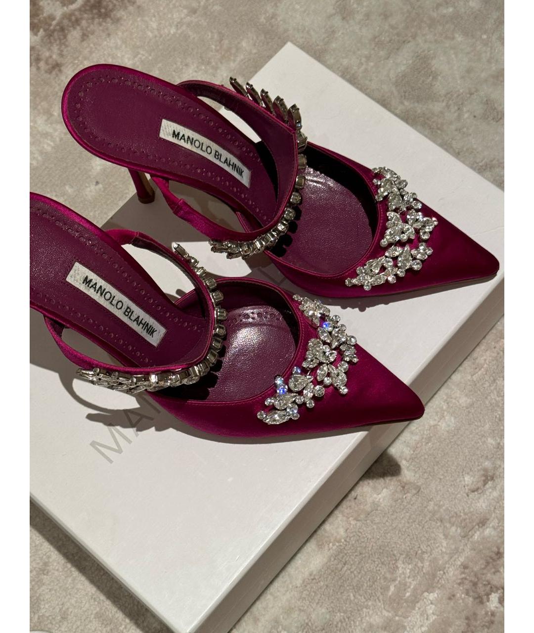 MANOLO BLAHNIK Фиолетовые текстильные туфли, фото 3