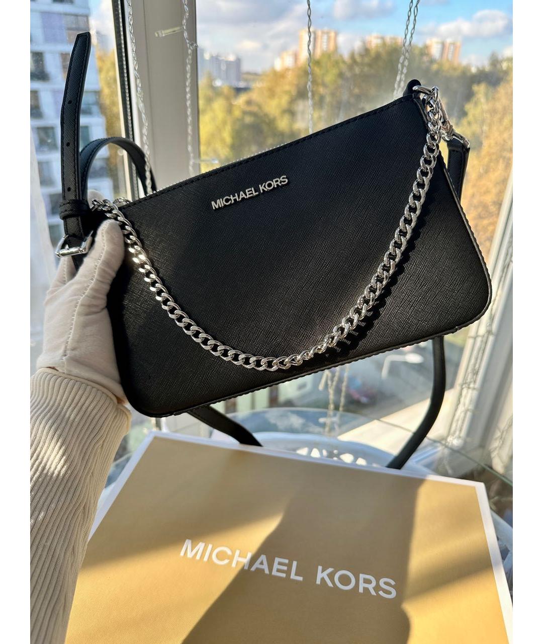 MICHAEL KORS Черная кожаная сумка через плечо, фото 5