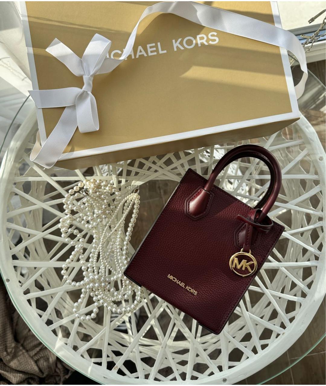 MICHAEL KORS Бордовая кожаная сумка через плечо, фото 5