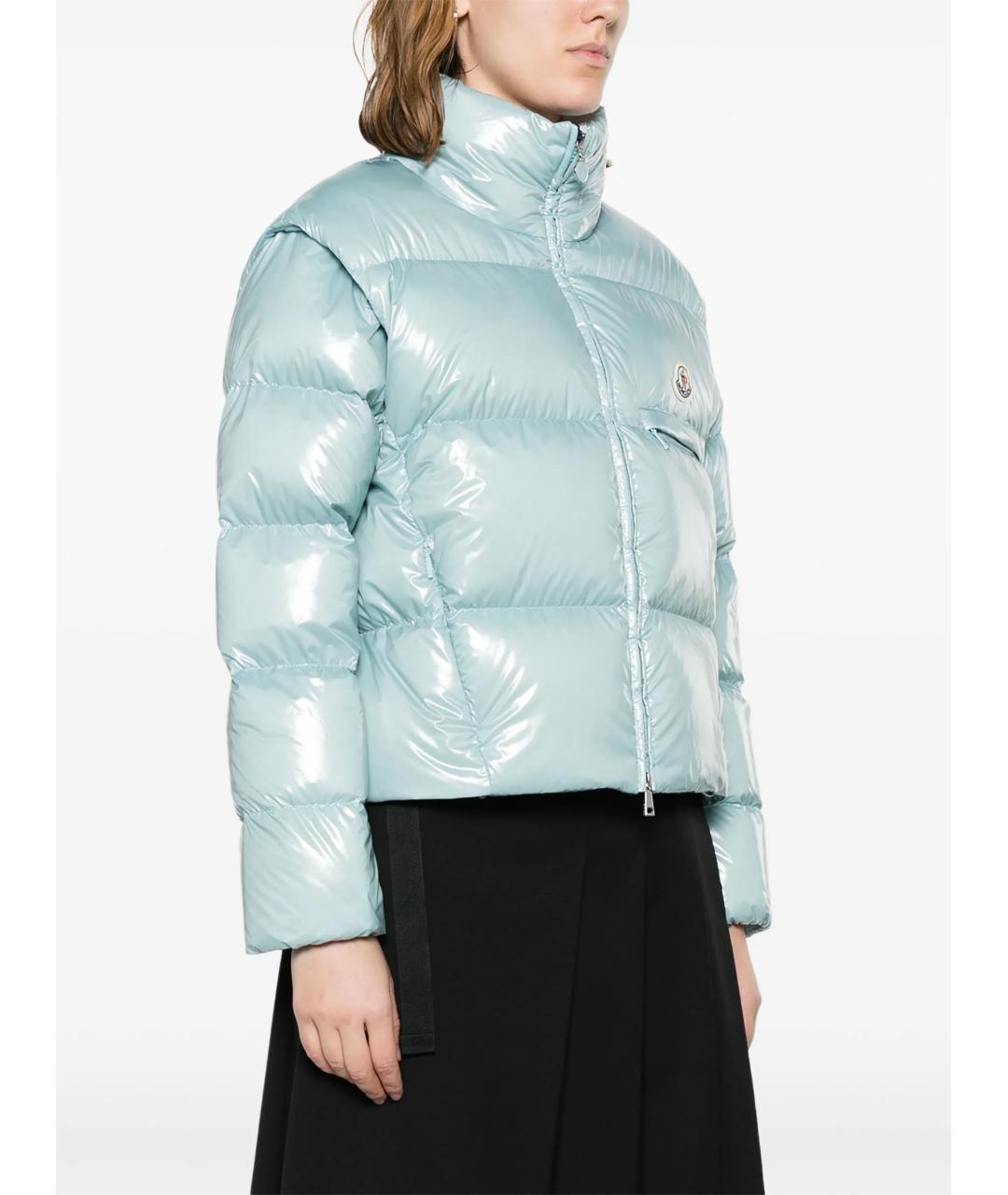 MONCLER Голубой полиэстеровый пуховик, фото 2