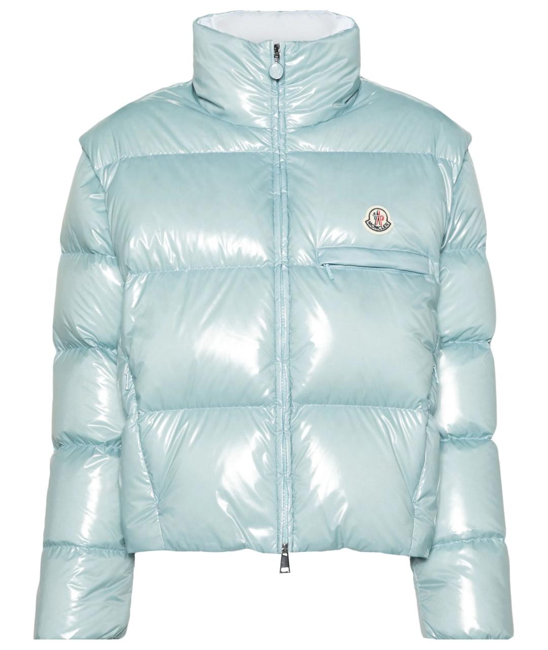 MONCLER Голубой полиэстеровый пуховик, фото 1
