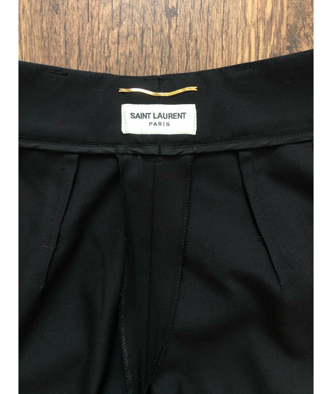 SAINT LAURENT Черные шерстяные прямые брюки, фото 3