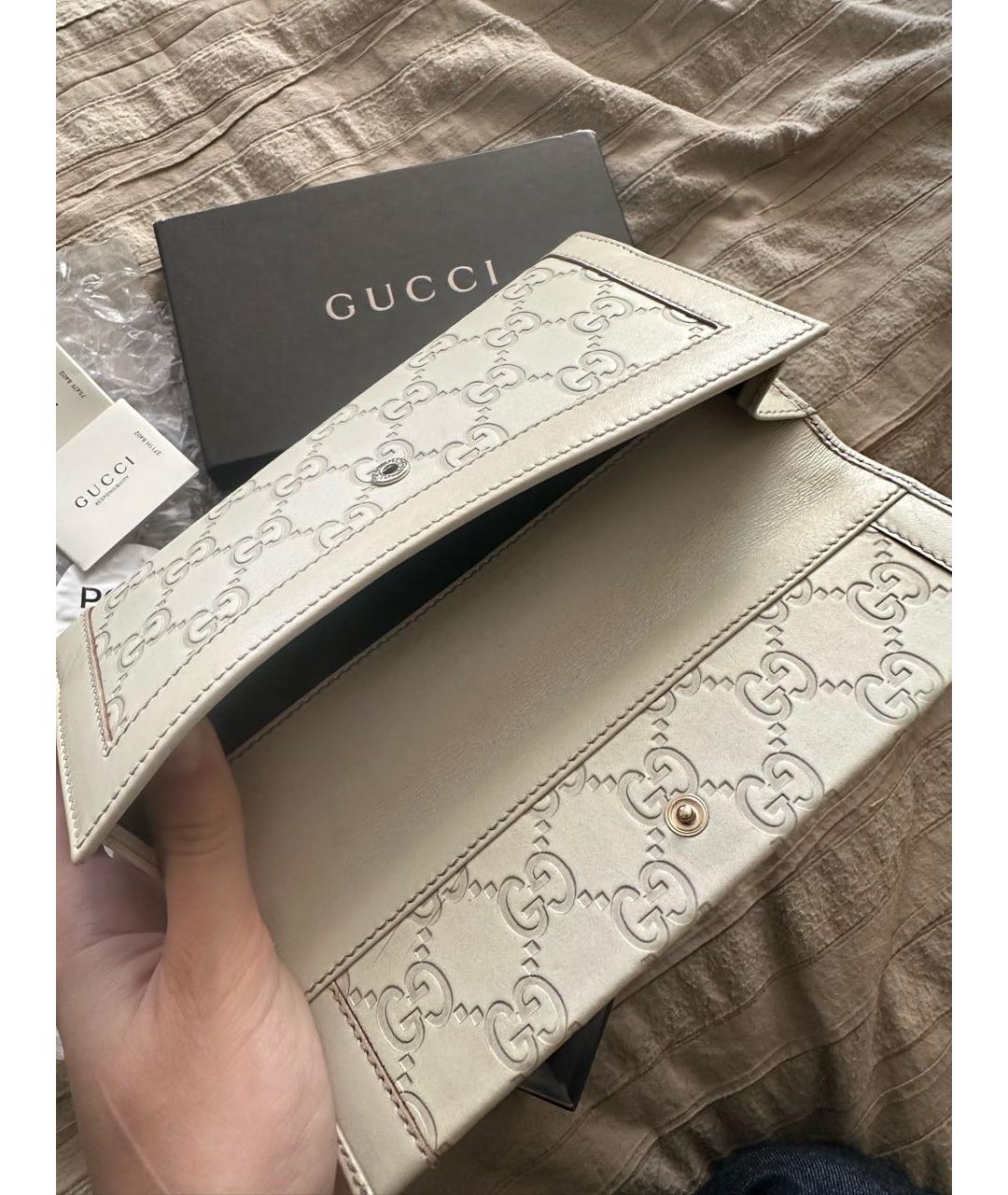 GUCCI Бежевый кожаный кошелек, фото 4