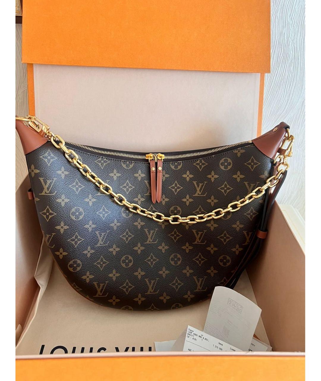 LOUIS VUITTON Коричневая кожаная сумка через плечо, фото 4