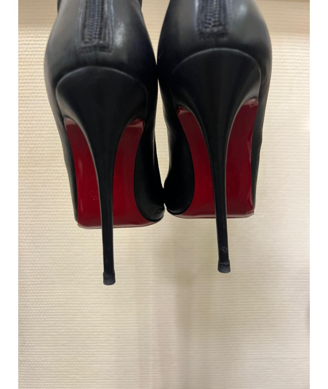 CHRISTIAN LOUBOUTIN Черные кожаные ботфорты, фото 4