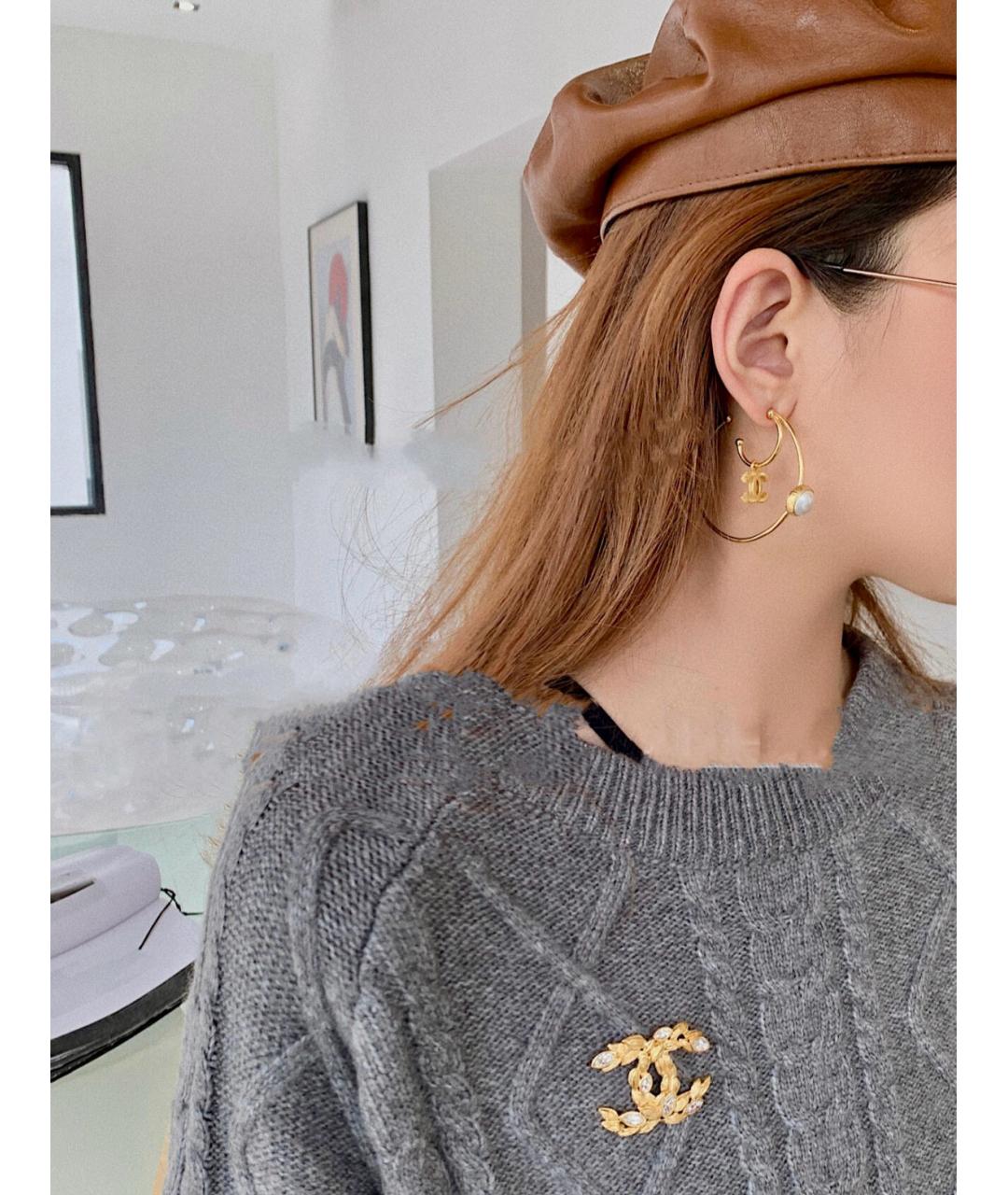 CHANEL Золотые серьги, фото 7