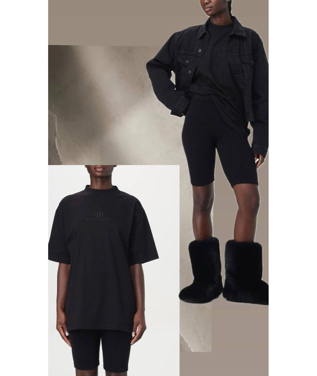 BALENCIAGA Черная хлопковая футболка, фото 3