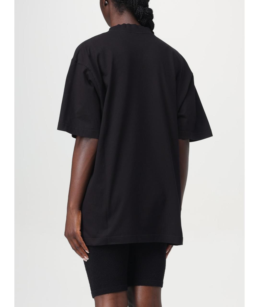 BALENCIAGA Черная хлопковая футболка, фото 4