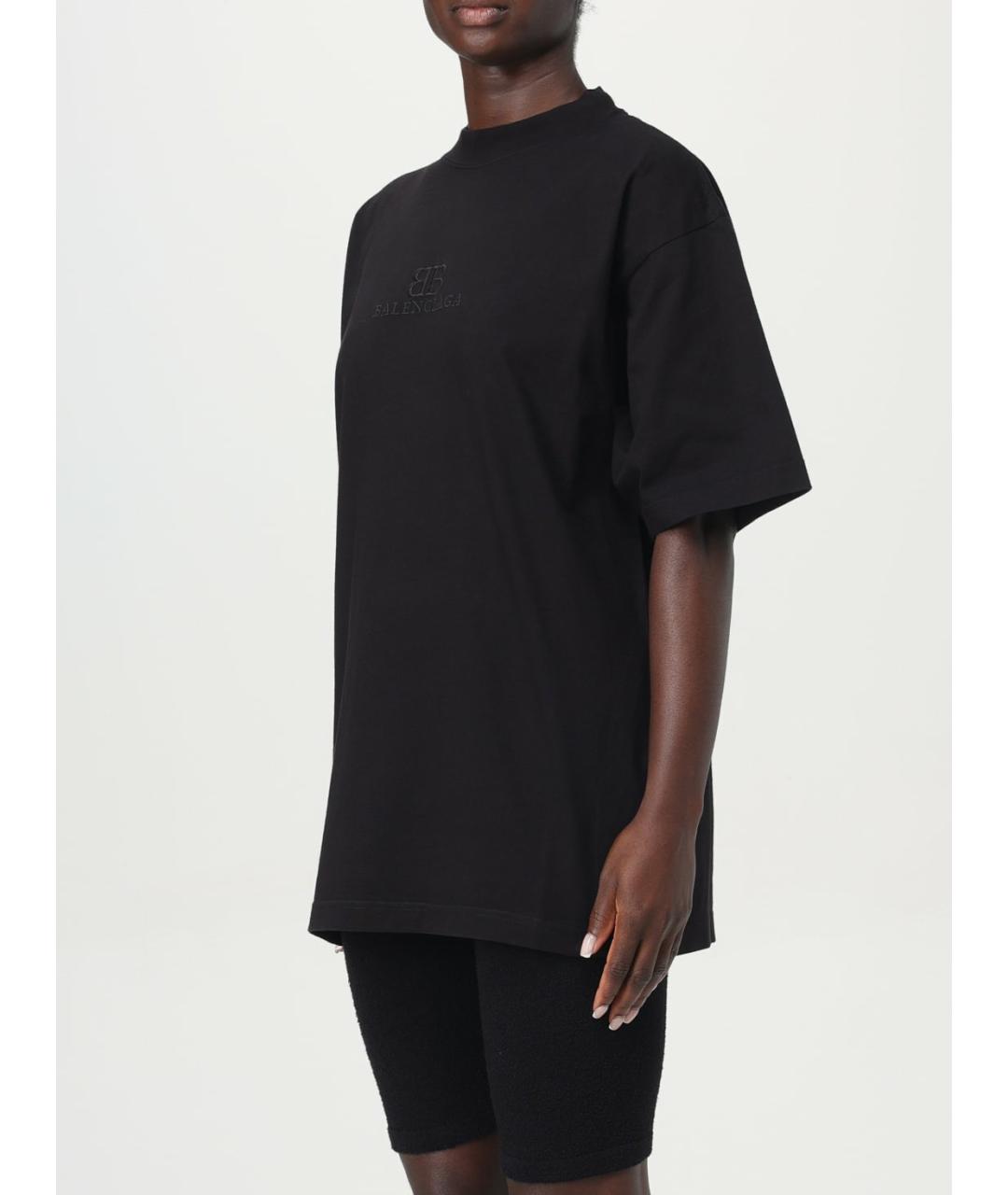 BALENCIAGA Черная хлопковая футболка, фото 7