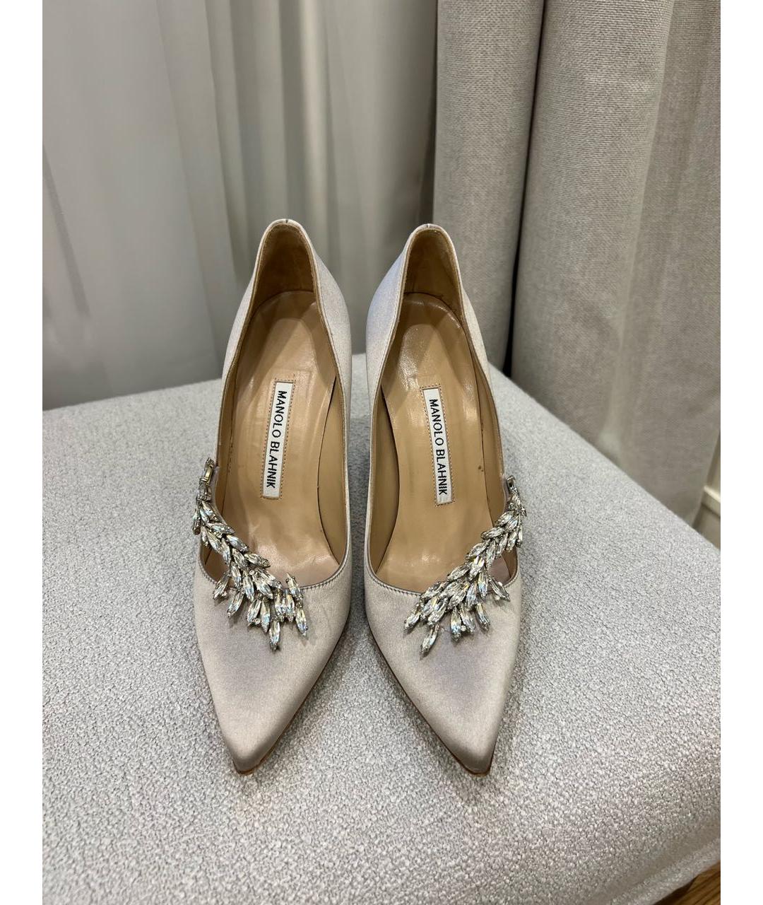 MANOLO BLAHNIK Серые текстильные туфли, фото 2