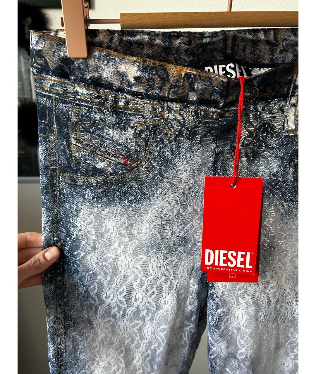 DIESEL Синие кружевные леггинсы и велосипедки, фото 7