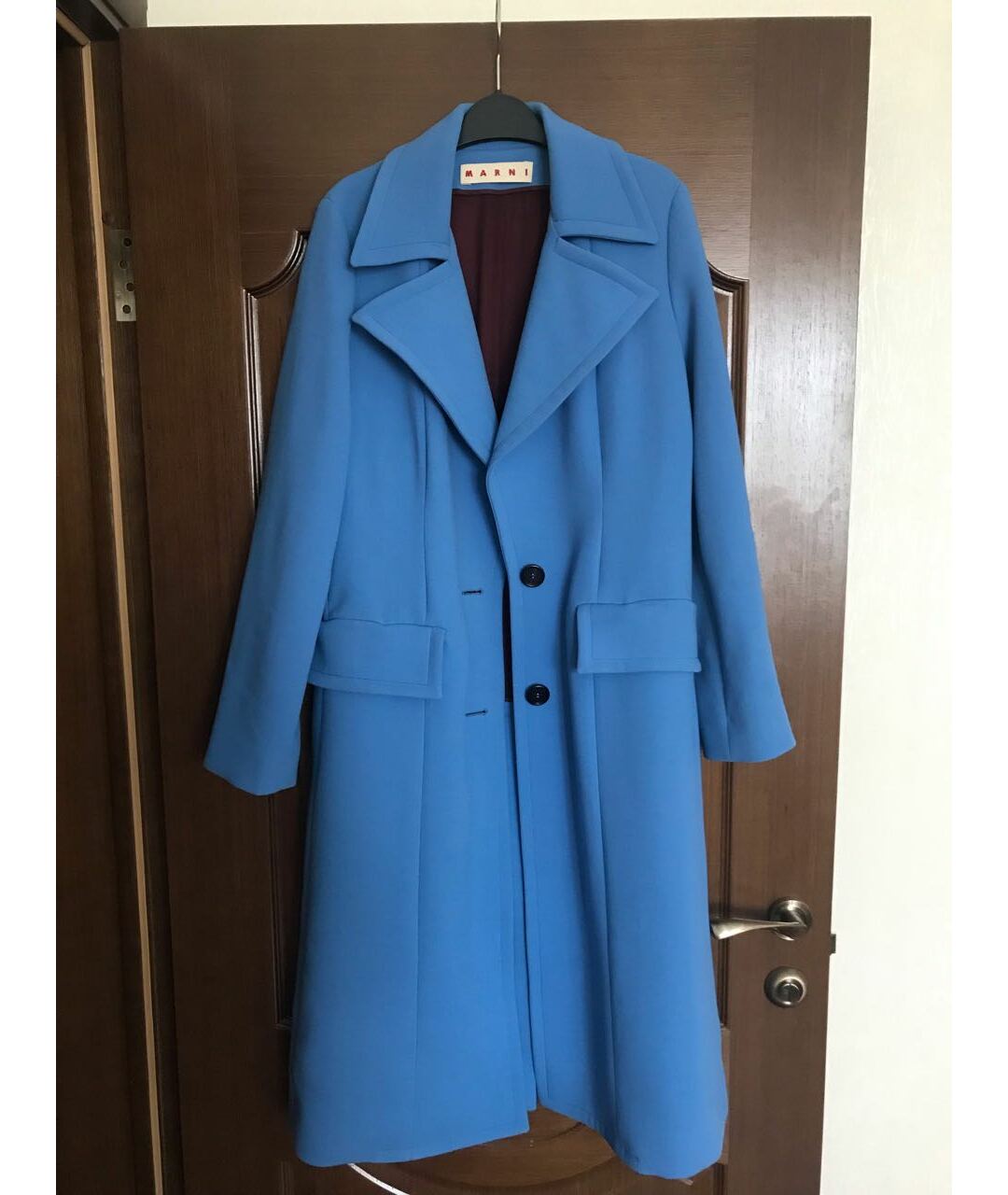 MARNI Голубое шерстяное пальто, фото 6