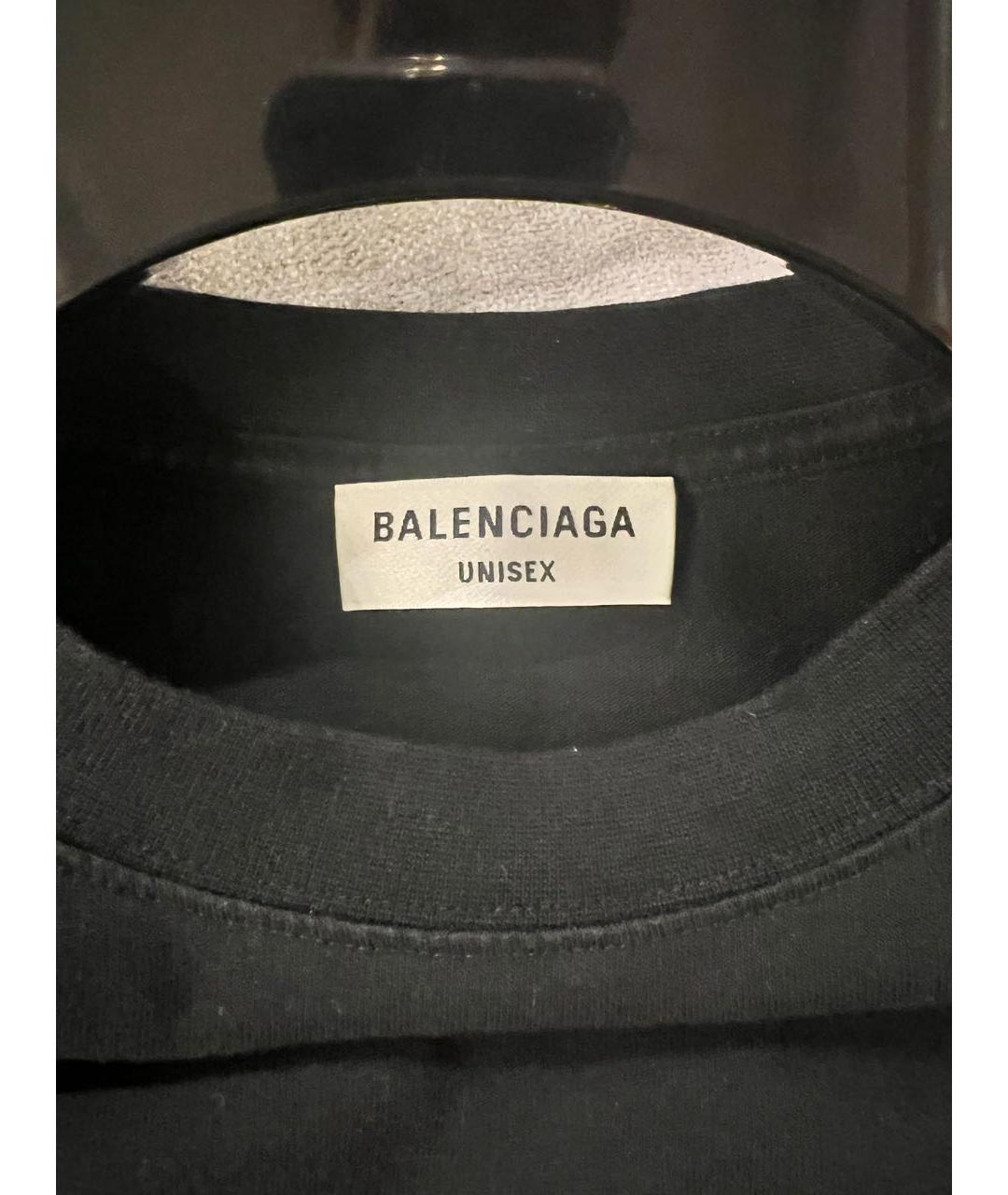 BALENCIAGA Черная хлопковая футболка, фото 5