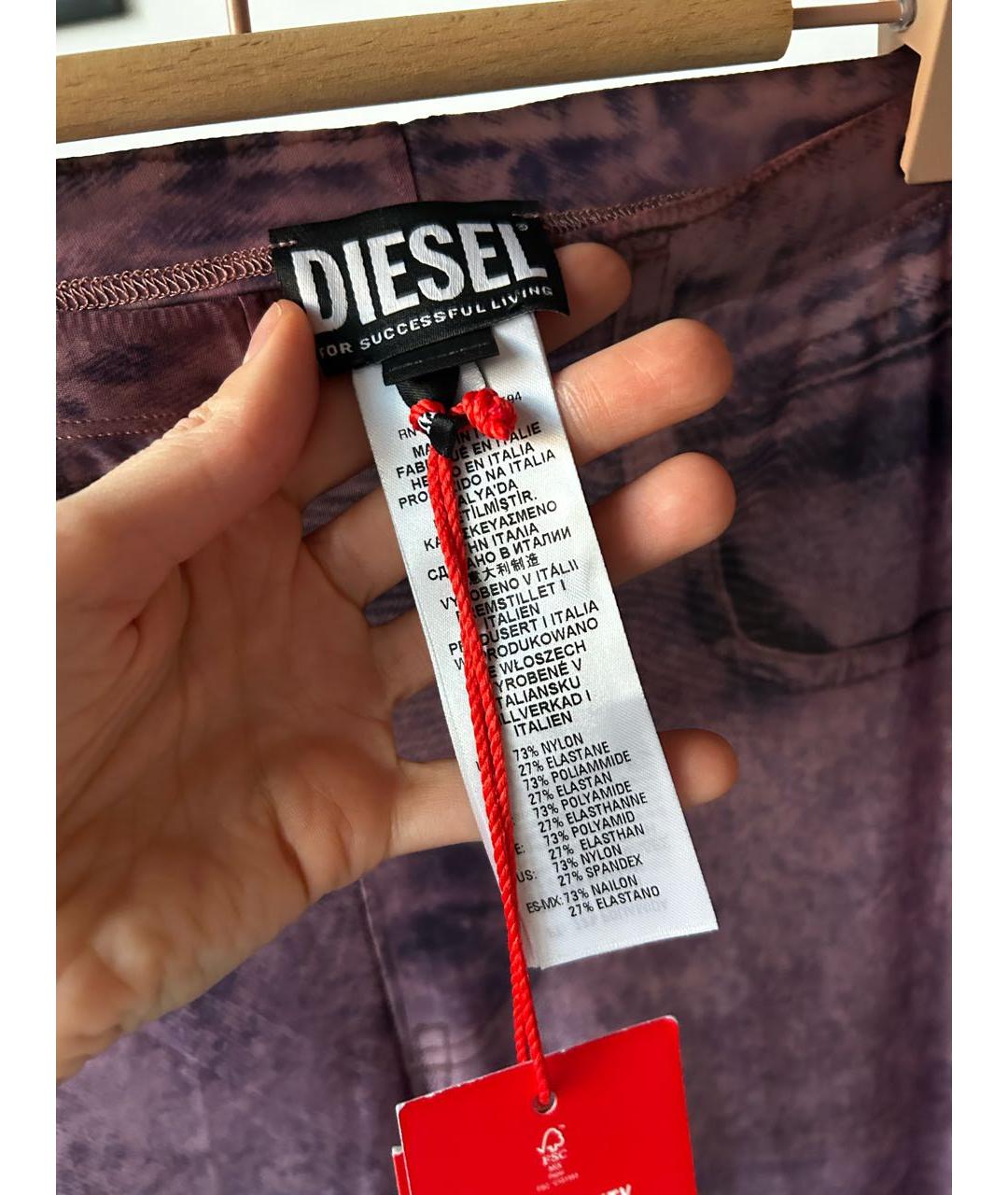 DIESEL Розовые хлопко-эластановые леггинсы и велосипедки, фото 4