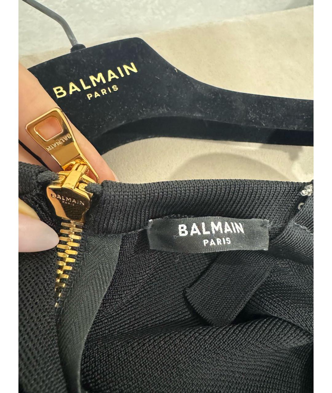 BALMAIN Черное вискозное коктейльное платье, фото 3