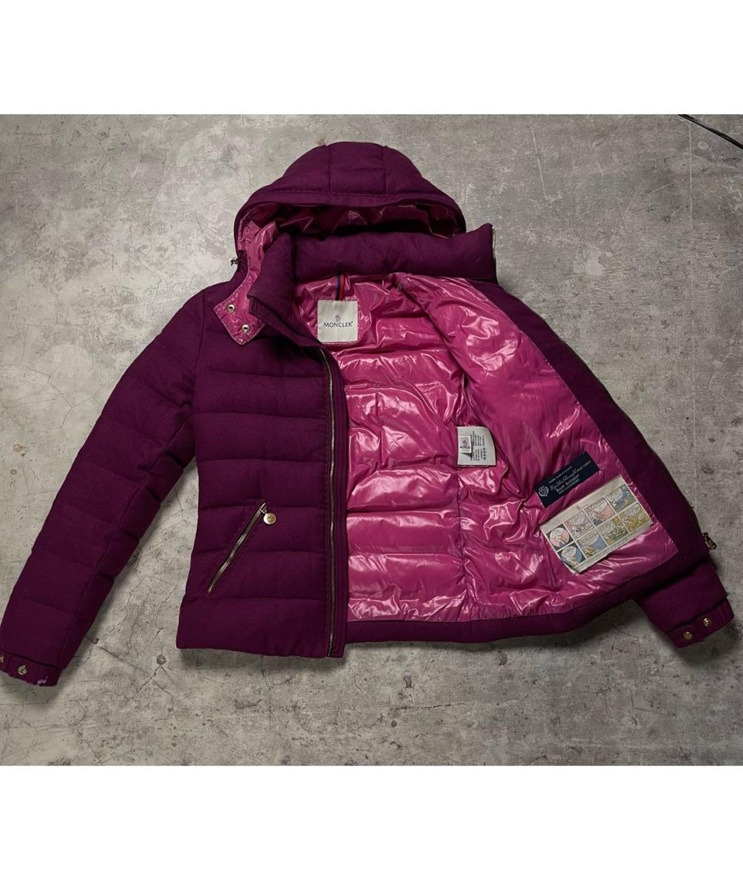 MONCLER Бордовый кашемировый пуховик, фото 2