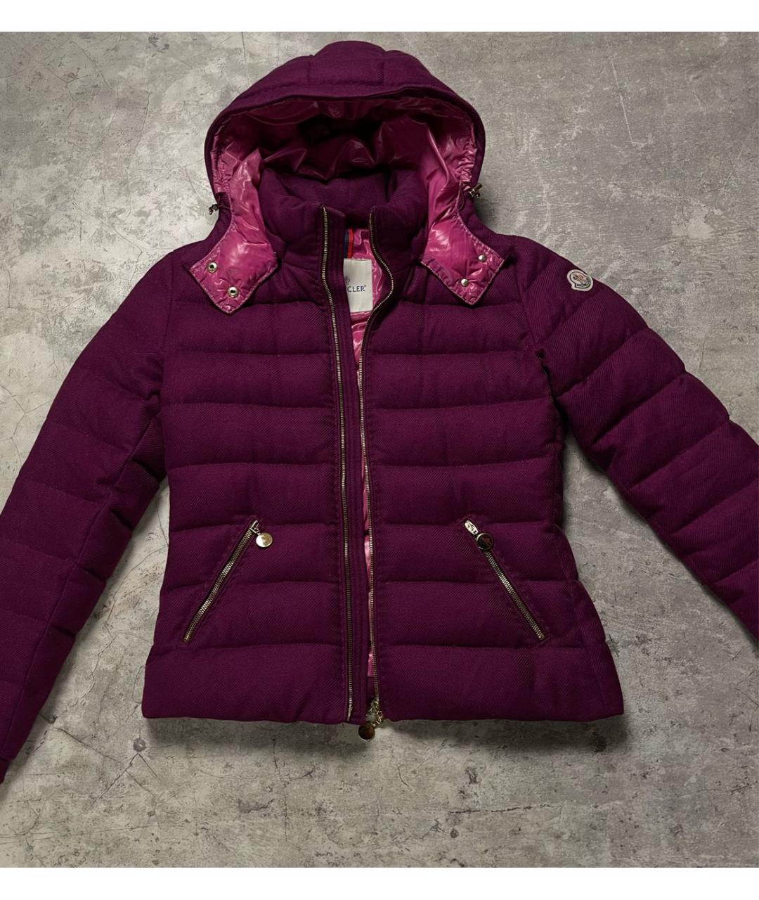 MONCLER Бордовый кашемировый пуховик, фото 3