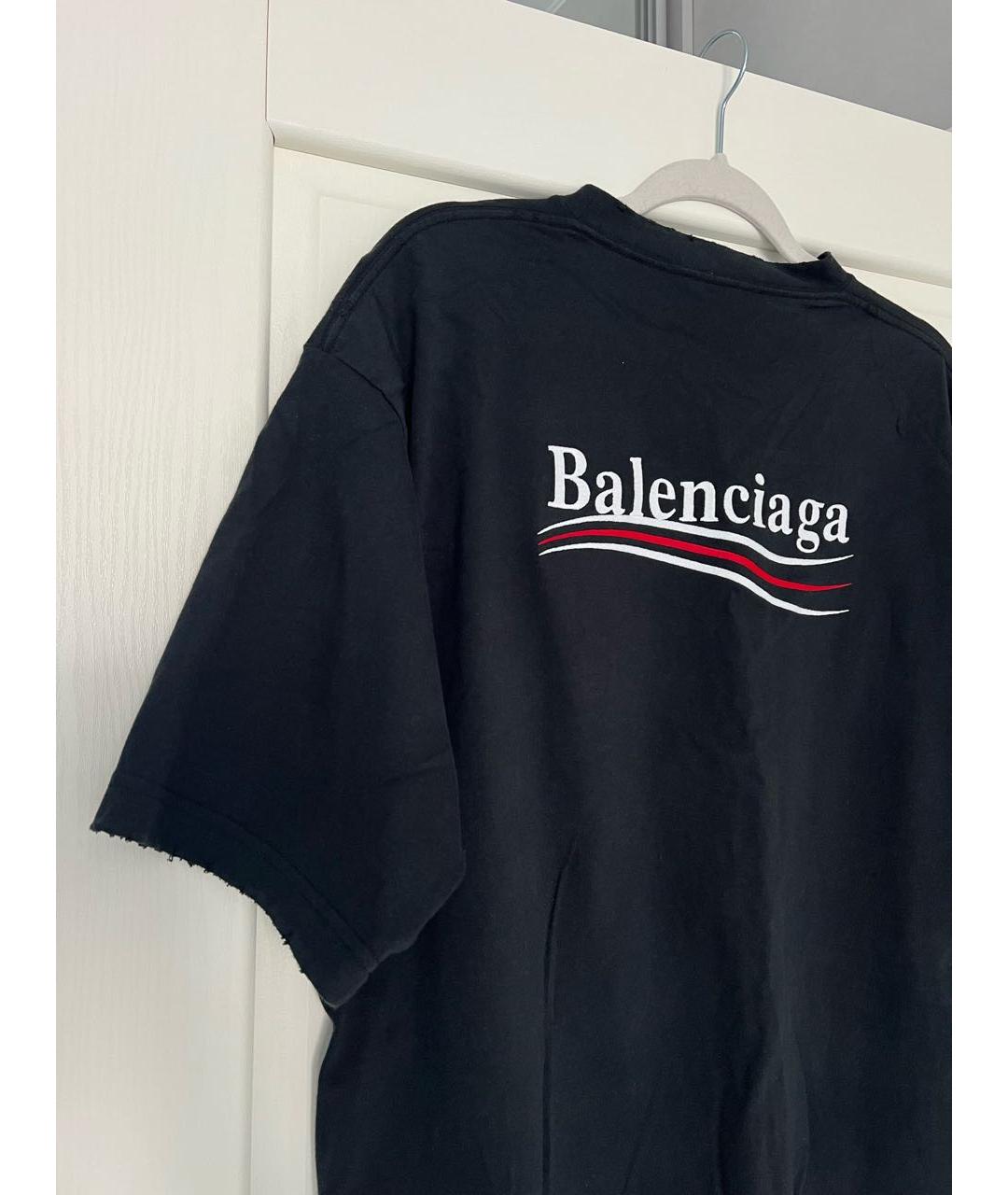 BALENCIAGA Черная хлопковая футболка, фото 4