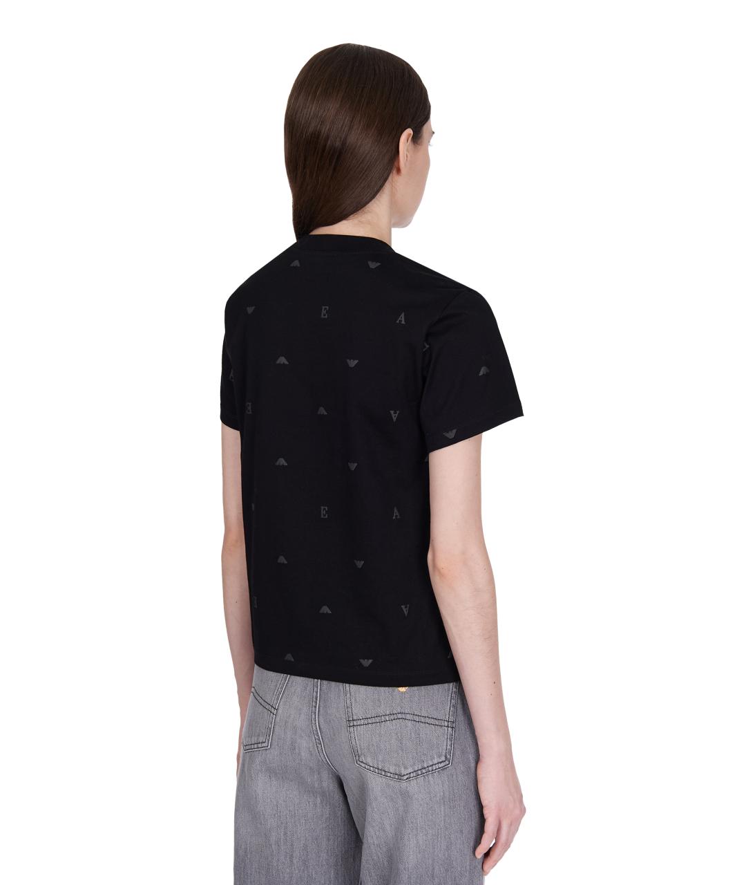 EMPORIO ARMANI Черная хлопковая футболка, фото 4
