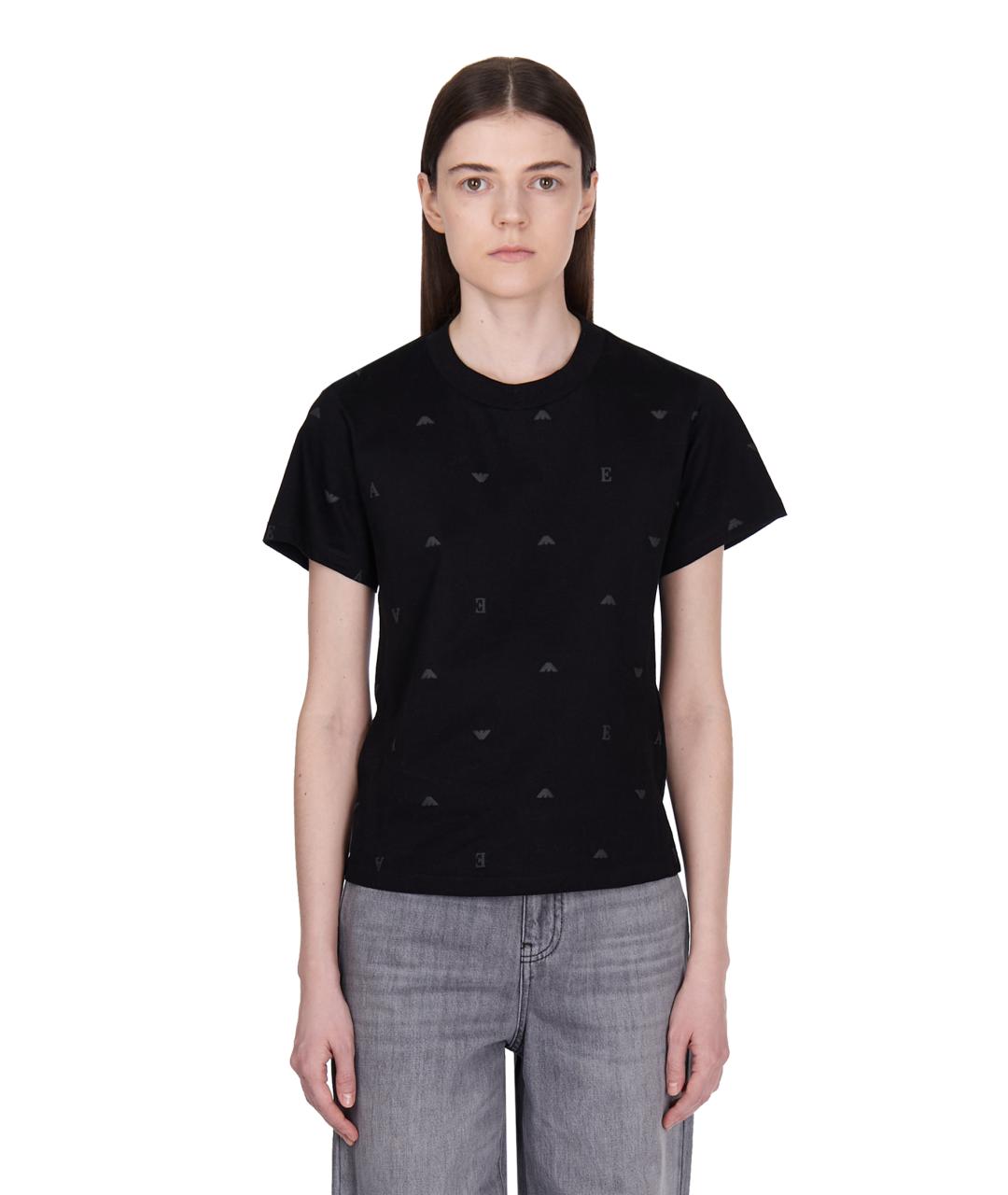 EMPORIO ARMANI Черная хлопковая футболка, фото 3