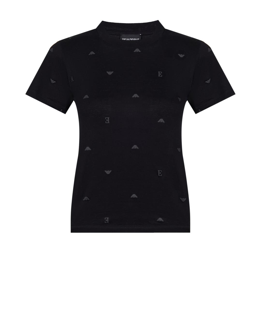 EMPORIO ARMANI Черная хлопковая футболка, фото 1
