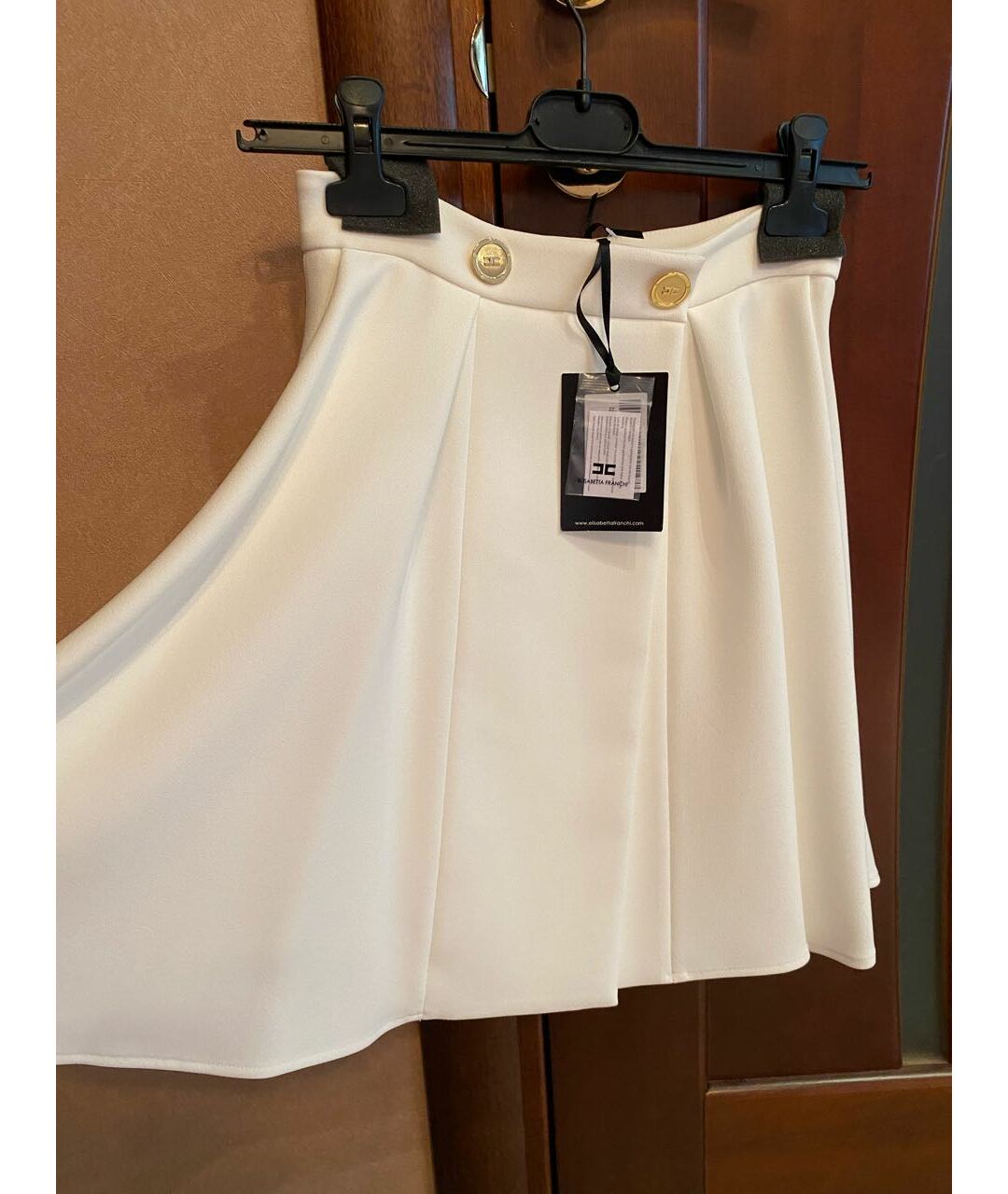 ELISABETTA FRANCHI Белая полиэстеровая юбка миди, фото 5