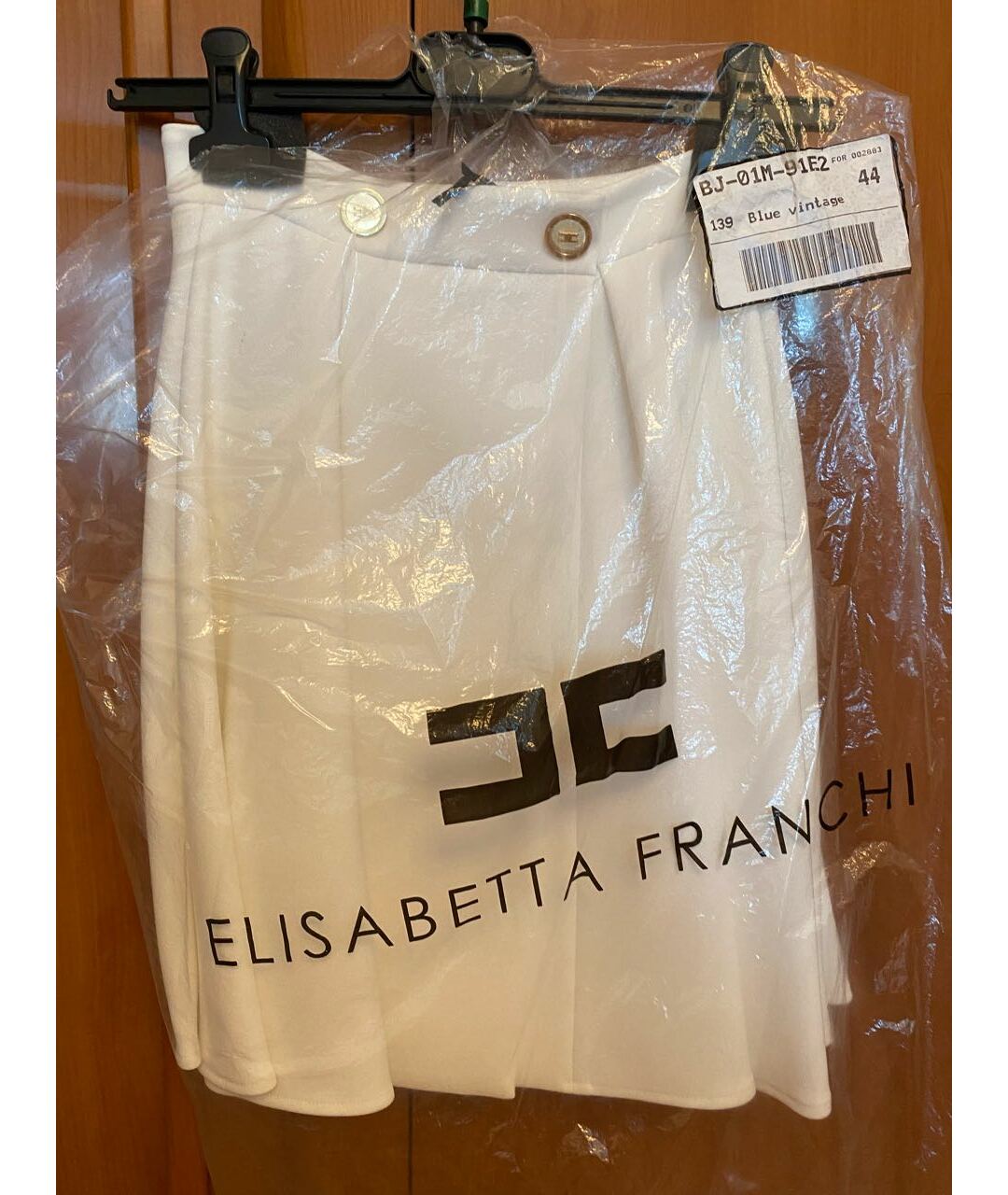 ELISABETTA FRANCHI Белая полиэстеровая юбка миди, фото 4