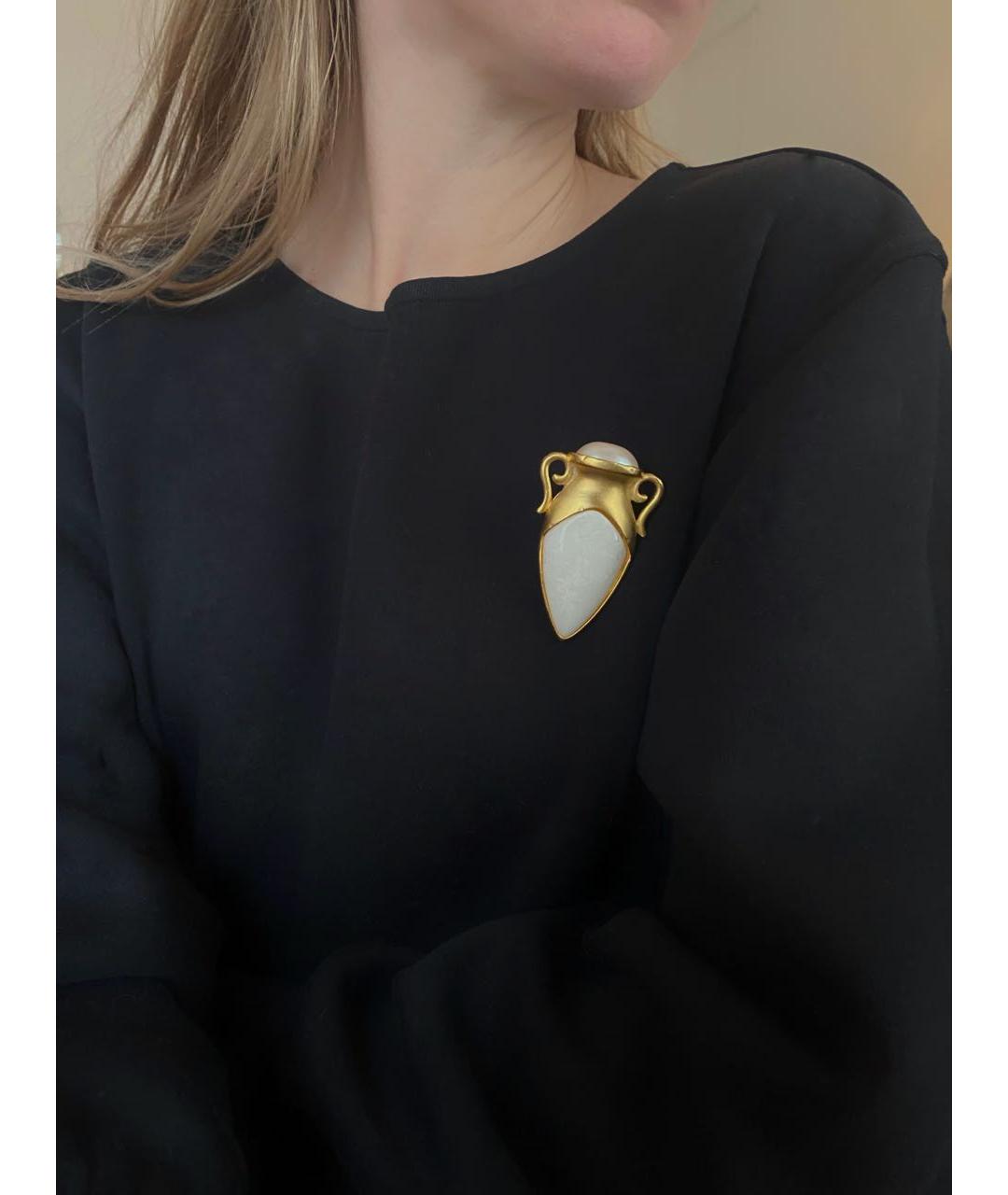 GIVENCHY Бежевая позолоченная булавка / брошь, фото 5