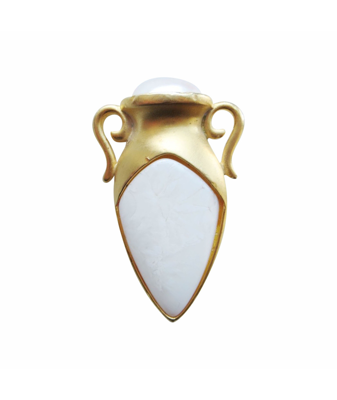 GIVENCHY Бежевая позолоченная булавка / брошь, фото 1