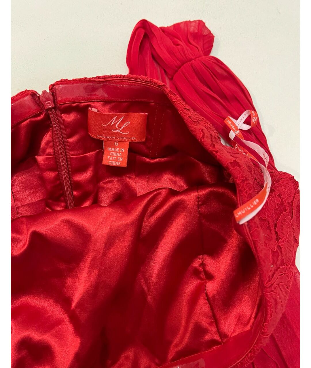 MONIQUE LHUILLIER Красное полиэстеровое коктейльное платье, фото 7