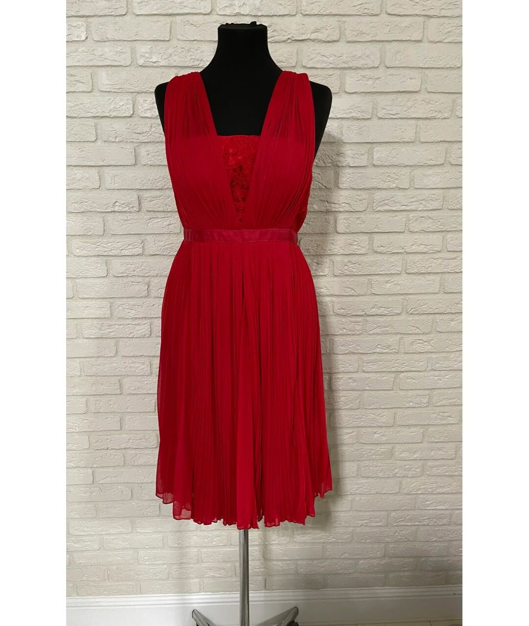 MONIQUE LHUILLIER Красное полиэстеровое коктейльное платье, фото 3