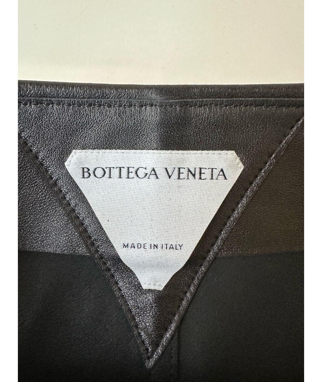 BOTTEGA VENETA Черная кожаная юбка миди, фото 5