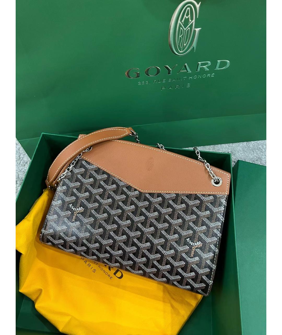 GOYARD Коричневая кожаная сумка через плечо, фото 4