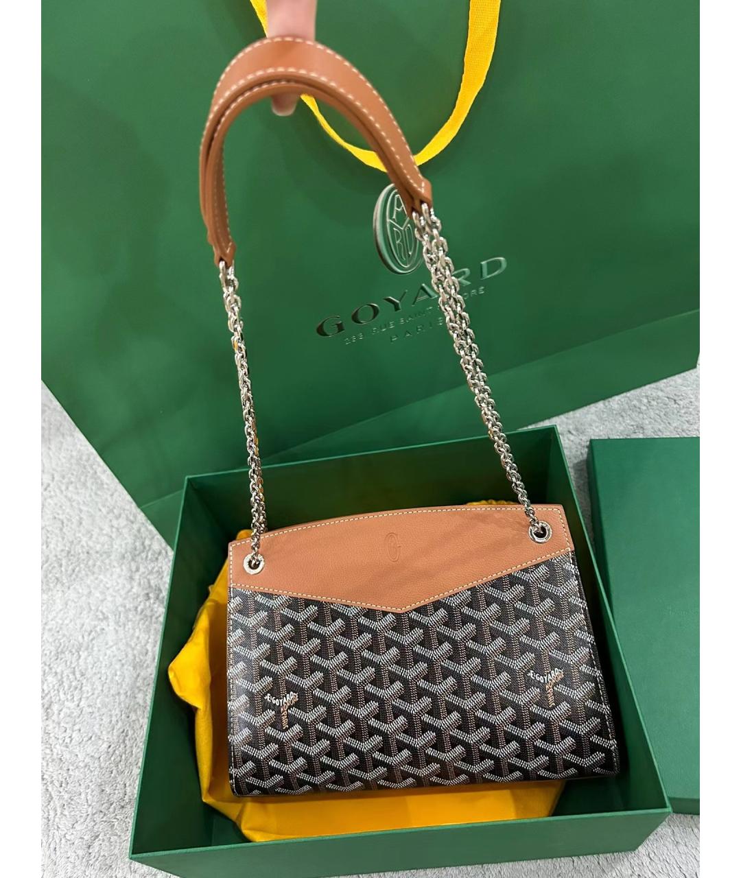 GOYARD Коричневая кожаная сумка через плечо, фото 2