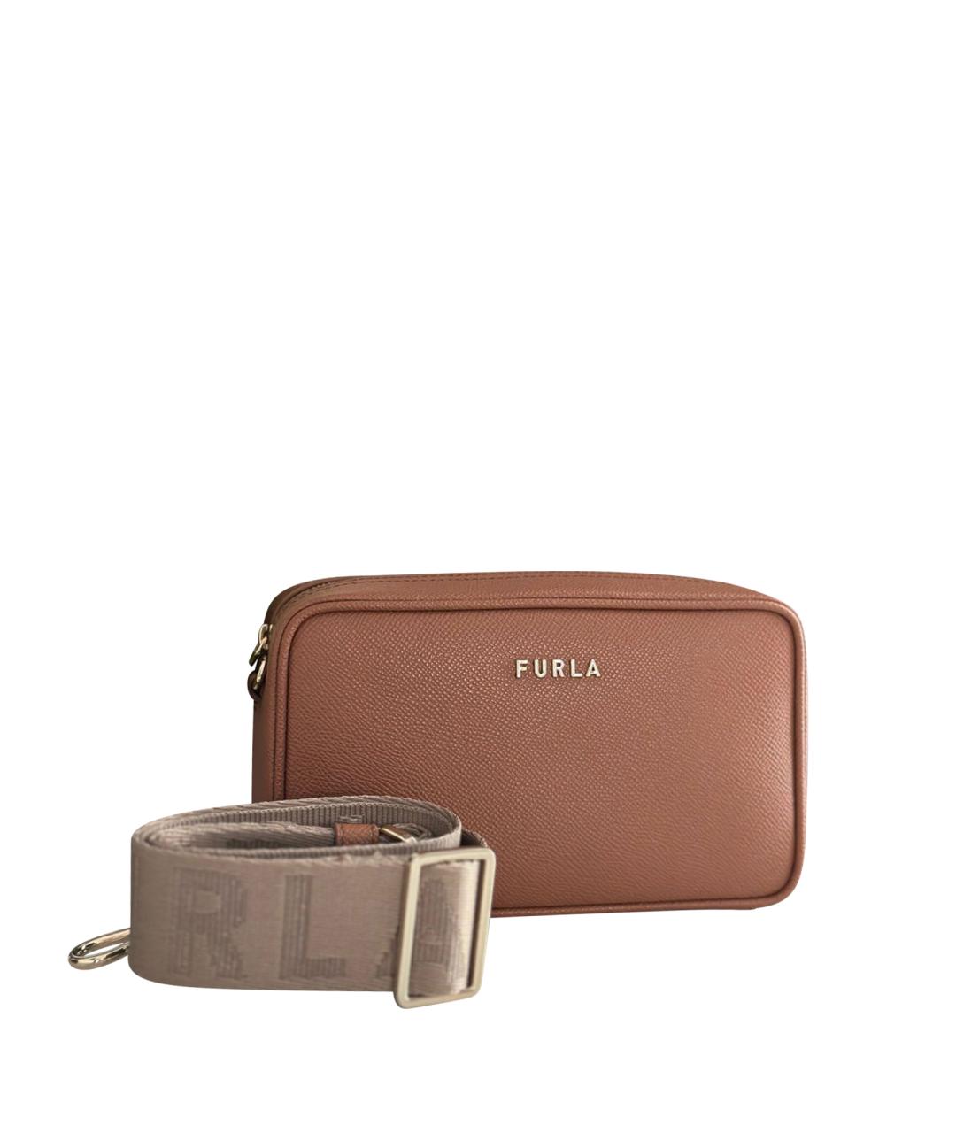 FURLA Коричневая кожаная сумка через плечо, фото 1