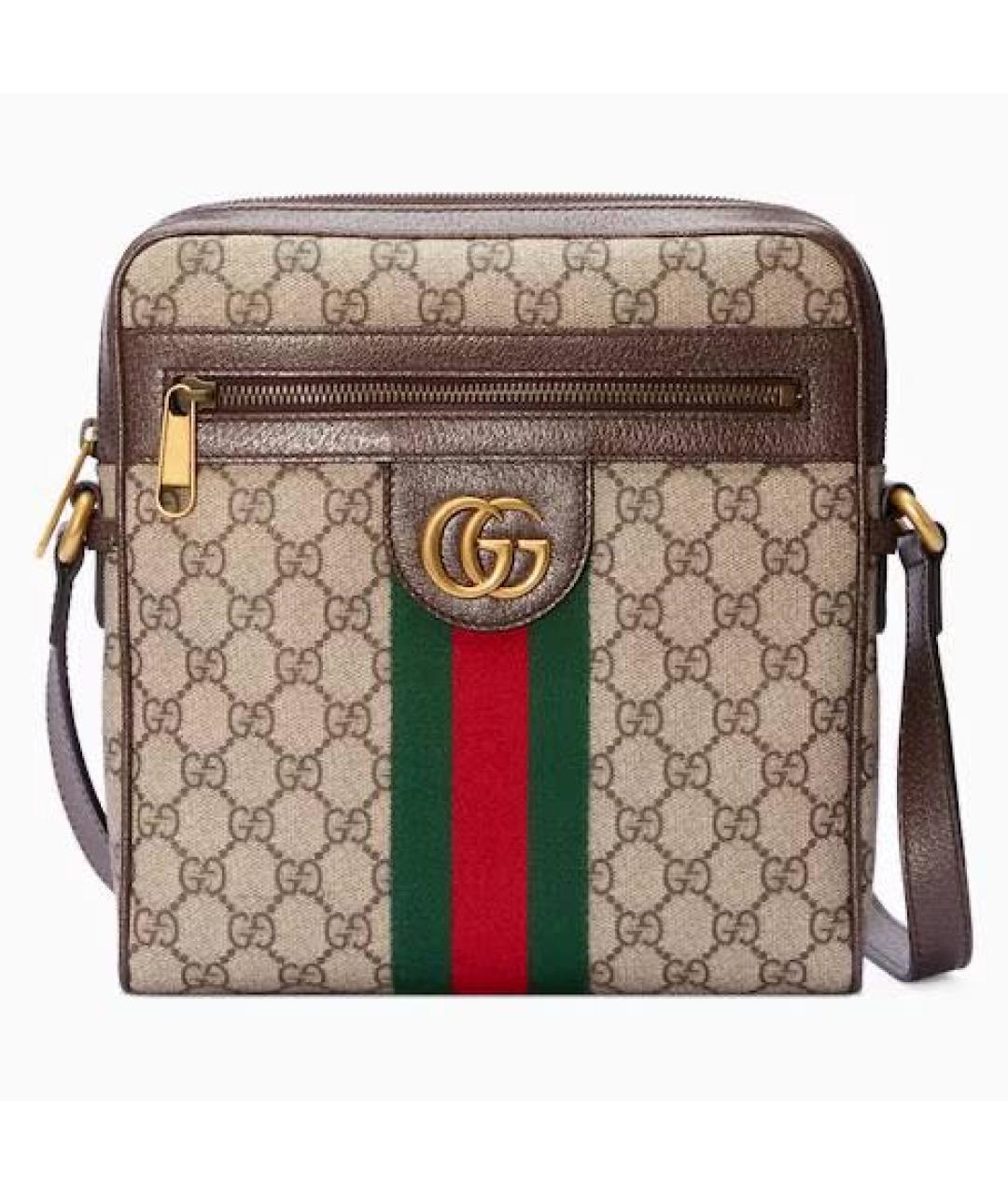 GUCCI Бежевая кожаная сумка на плечо, фото 1